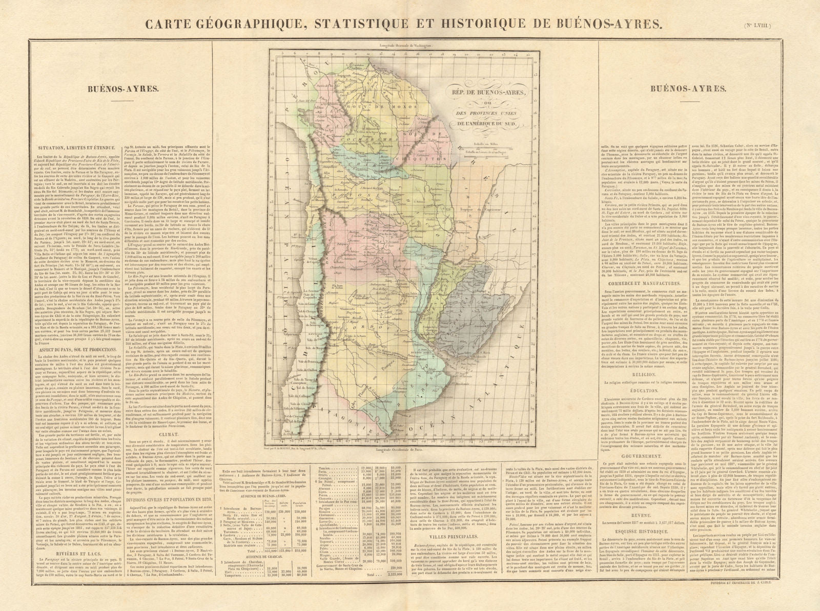 'Buenos Ayres'. Argentina. Inc Pacific seaboard/Uruguay/Bolivia. BUCHON 1825 map